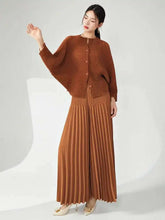 HEYFANCYSTYLE Designer Plisse Pleated Stretch Cardigan and Pants